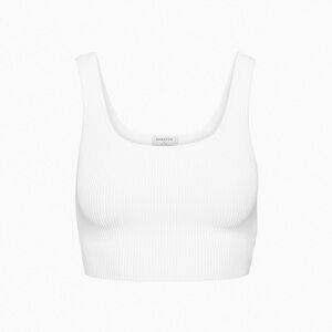 Babaton Sculpt Knit Squareneck Cropped Tank in White